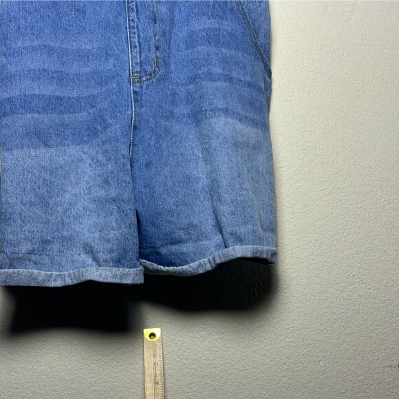 Forever 21 Denim Jeans Bib Overalls Shorts Western Indie Boho Pant Women 2x NWT - Picture 9 of 15
